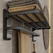 Folding Holder With Hook & Towel Holder - Wall Mounted